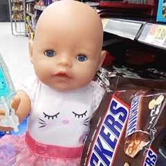 Doing Shopping with Baby Doll at the Supermarket for Easter Candy Eggs