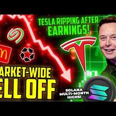 BITCOIN LIVE : TSLA EARNINGS PUMP, SOLANA MULTI MONTH HIGHS! MARKET-WIDE SELL OFF