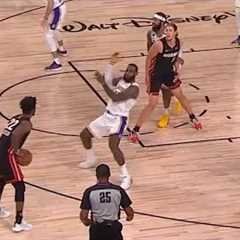 LeBron James with a very delayed flop | Game 3 | Lakers vs Heat