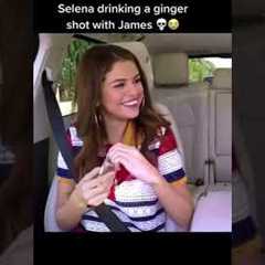 Selena drinking a ginger shot with james #shorts #trending #celebrity #selenagomez