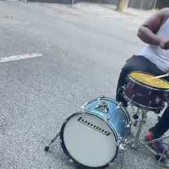 Drumming outside with my kick snare and hihat 😉