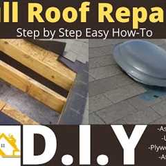 Full Roof Repair HOW-TO VIDEO- Vent Roof Leak, Plywood Patch, Felt Install, Shingle Install.