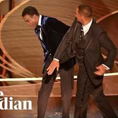 Watch the uncensored moment Will Smith smacks Chris Rock on stage at the Oscars, drops F-bomb