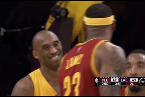 LeBron James misses dunk, Kobe Bryant laughs: Cleveland Cavaliers at Los Angeles Lakers