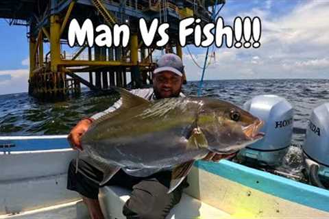DEEP SEA HANDLINE FISHING For BIG Fish By The Oil Rigs! Offshore Adventures In The Caribbean