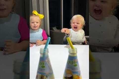 Kids are happy to try new drinks. Funny Baby video!