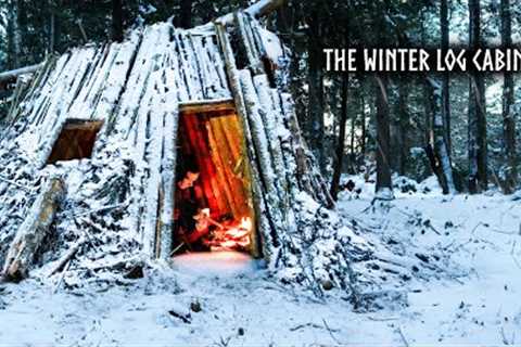 🌨6 DAYS Winter Bushcraft: Building a Log Cabin to Survive the Snow & Cold