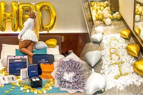 SURPRISING MY GIRLFRIEND FOR HER 21ST BIRTHDAY, HER REACTION + OPENING GIFTS  *emotional*
