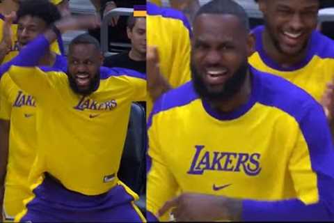 LeBron James &amp; Bronny lost their mind on the bench after this… 😂