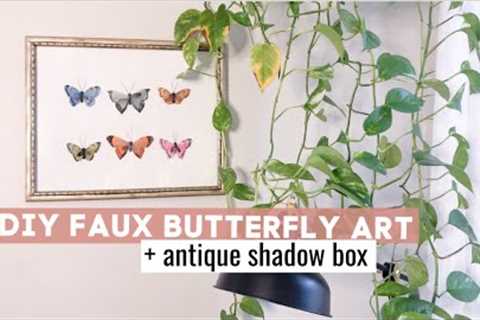 DIY Faux Butterfly Shadow Box + Antiquing a Frame