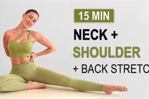 15 Min Stretches for Neck, Shoulder + Back Pain Relief | Deep Tension Relief Yoga Style | QUICK HELP