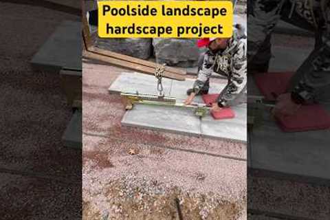 Installing pavers around a pool 🧱#landscaping #hardscaping #hardscapetraining