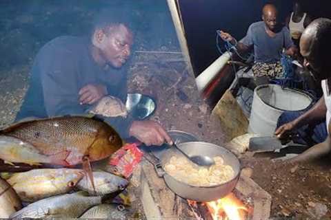 night fishing the ocean is a unpredictable place motion sickness, catch clean and cook on the beach