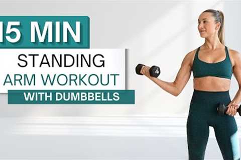 15 min STANDING ARM WORKOUT | With Dumbbells | Upper Body | No Pushups or Planks