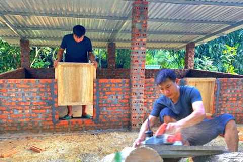 The process of completing 100% of the solid brick pig pen. Preparing to raise pigs for sale