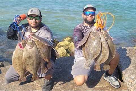 Fall Jetty Flounder Fishing Limits of BIG FLOUNDER (Catch & Cook)