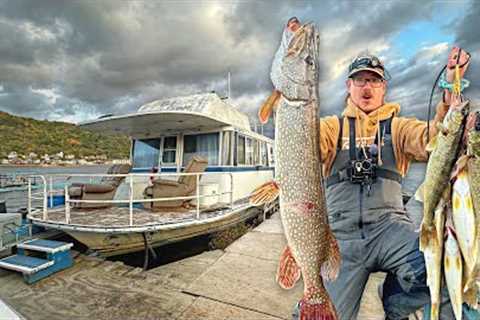 3 Day Fish, Camp, Catch & Cook Beneath A MISSISSIPPI RIVER DAM! - Winter Weather Advisory