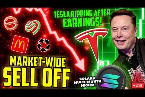 BITCOIN LIVE : TSLA EARNINGS PUMP, SOLANA MULTI MONTH HIGHS! MARKET-WIDE SELL OFF