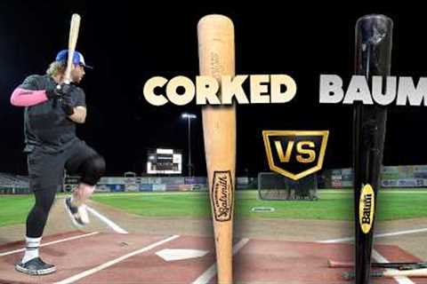 CORKED BAT vs. BAUM BAT | Wood Baseball Bat Review