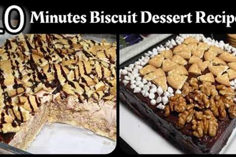 No Cook Desserts Recipes || 10 Minutes Biscuit Dessert Recipes || Lazy Cake ||  Dessert Recipe #food