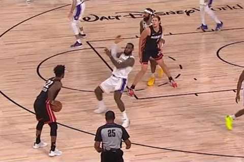 LeBron James with a very delayed flop | Game 3 | Lakers vs Heat