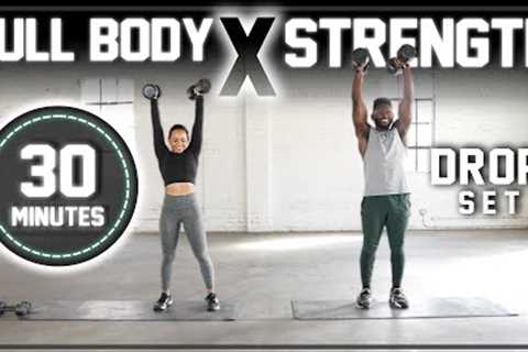 30 Minute Full Body Dumbbell Workout [Drop Set Strength Training]