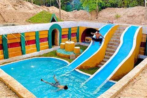 120 Days Building Underground House With Water Slide To Swimming Pool
