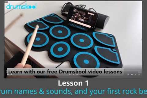 Drumskool Lesson 1 Drum names and sounds, and your first rock beat