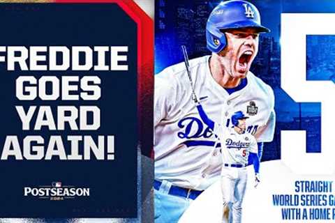 FREDDIE FREEMAN HOMERS AGAIN! HE'S HOMERED IN FIVE STRAIGHT WORLD SERIES GAMES!