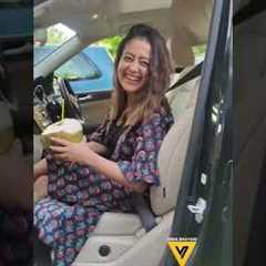 Neha kakar drinking coconut in car 🚗 😋 #trending #celebrity #viralvideo