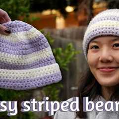 Crochet Striped Beanie Tutorial for Beginners