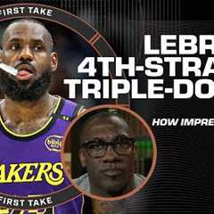 Shannon Sharpe GOES OFF about LeBron James recording his 4th straight triple-double 🔥 | First Take