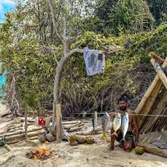 3 DAYS solo survival on island (NO FOOD, NO WATER, NO SHELTER) Catch and Cook. Bushcraft Camping