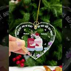 Christmas Bestie Old Best Friends | Personalized Heart Shaped Glass Ornament