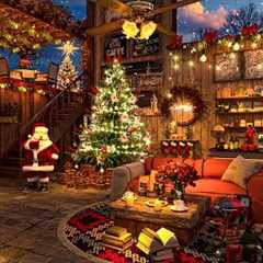 Smooth Christmas Jazz Music with Cozy Fireplace 🔥🎄 Christmas Coffee Shop Ambience ~ Warm Jazz..