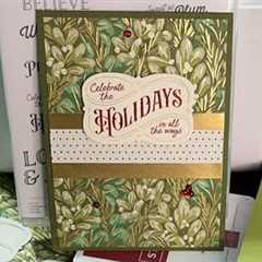 Happy Holidays Christmas Labels Card Tutorial by Stampin’ Up! - Season of Green & Gold..