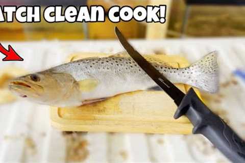 I Found DOCK LIGHT Loaded With SPOTTED SEA TROUT! (Catch Clean Cook)