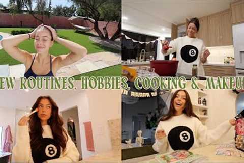 a cozy home vlog! (new routines, cooking, new hobbies &amp; makeup!)