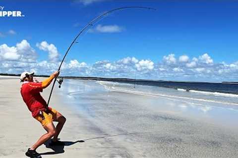 MASSIVE Fish BROKE my Hook (But we got REVENGE!) Catching the Biggest Fish on the Beach!