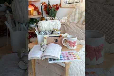emotional support hobby pile🫠🤎 #cozyhobbies #hobbyhoarder #hobbies