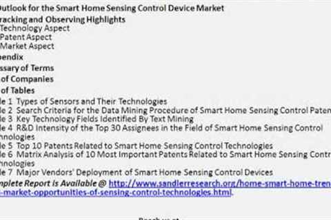 Home, Smart Home Trends and Market Opportunities of Sensing Control Technologies