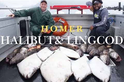 GIANT Alaskan halibut and lingcod fishing- Homer, Alaska