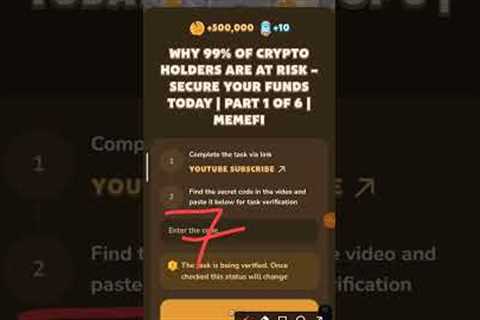 WHY 99% OF CRYPTO HOLDERS ARE AT RISK - SECURE YOUR FUNDS TODAY PART 1 OF 6 | Memefi New Video Code