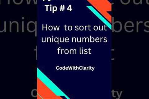 Python for beginners | How to sort out unique number from list
