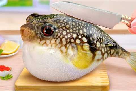 Yummy Miniature Cooking Cheetos Puffer Fish Recipe 🐠 How To Baked Blow Fish in Mini Kitchen