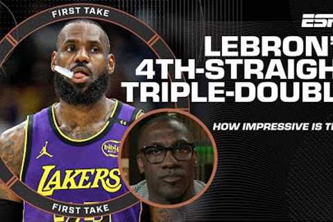 Shannon Sharpe GOES OFF about LeBron James recording his 4th straight triple-double 🔥 | First Take