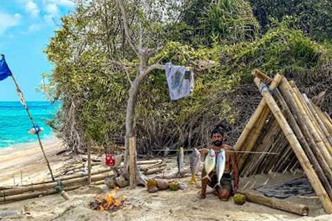 3 DAYS solo survival on island (NO FOOD, NO WATER, NO SHELTER) Catch and Cook. Bushcraft Camping