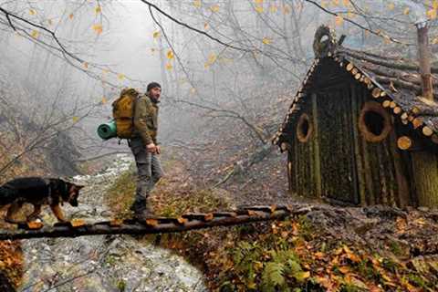 Wilderness Survival: Building a Log Cabin and Bridge in the Misty Forest | Surviving and Thriving