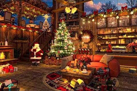 Smooth Christmas Jazz Music with Cozy Fireplace 🔥🎄 Christmas Coffee Shop Ambience ~ Warm Jazz..