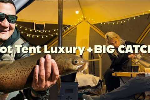 Luxury Hot Tent Camping Adventure: Catching a Monster Fish!